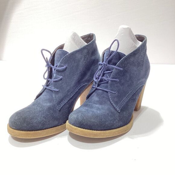 Bata Made In Italy Suede Lace Up Chunky Heels Booties - Picture 5 of 7